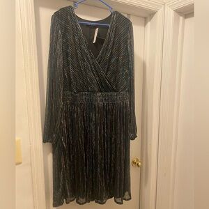 NWT Lane Bryant Iridescent Black and Rainbow Wrap Dress
